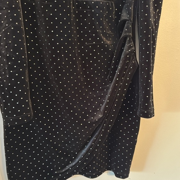 Dynamite Velvety Black high neck body con dress with silver sparkle Size Small - Picture 3 of 5